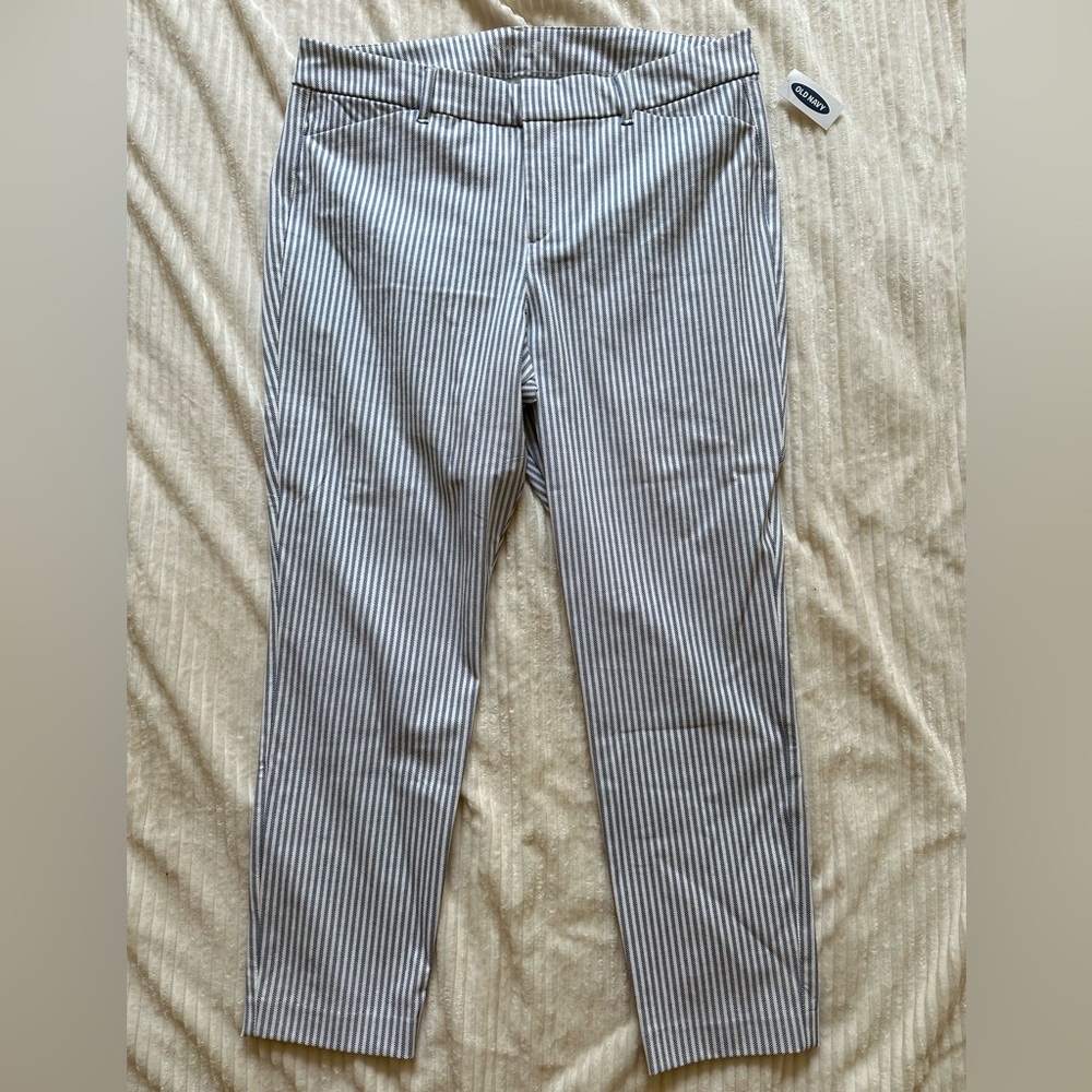 Old navy Pixie slim fit, Blue and white striped, pant with tags, size 14